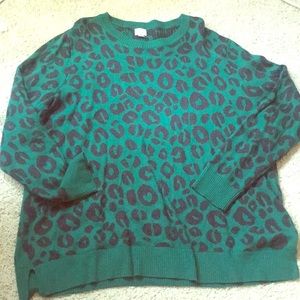 Green Leopard Print Sweater